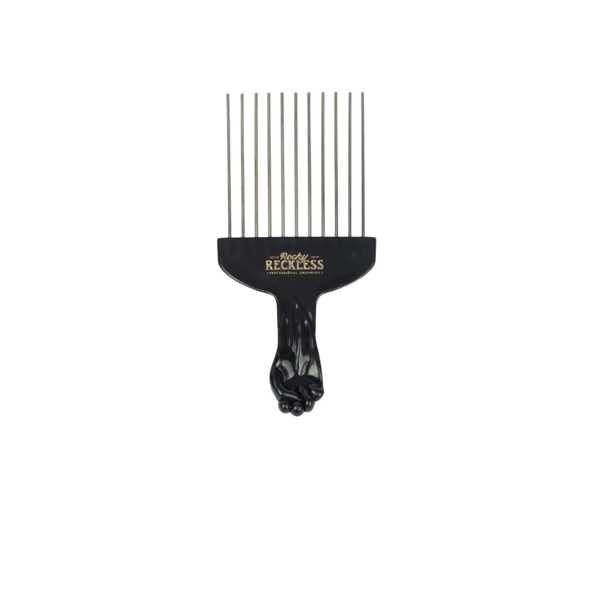 Peine Afro Pick Metálico Rocky Reckless