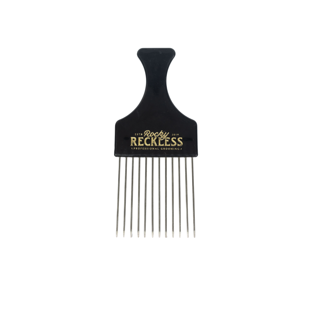 Peine Afro Pick Metálico Rocky Reckless