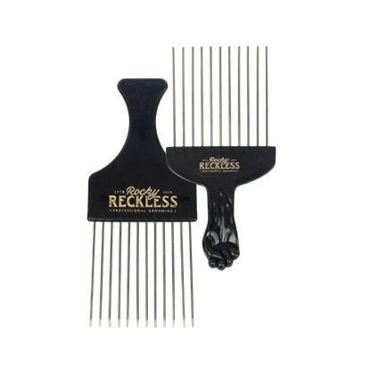 Peine Afro Pick Metálico Rocky Reckless