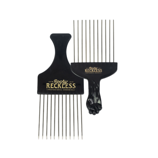 Peine Afro Pick Metálico Rocky Reckless